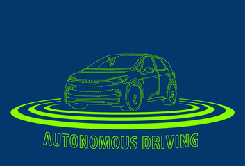 Canvas Print - autonomous driving by a modern driverless car 