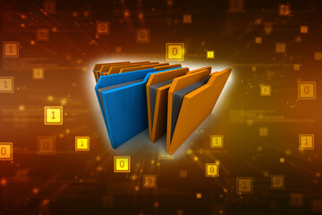 Poster - 3d rendering folder with documents
