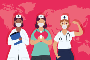 Wall Mural - nurses in earth