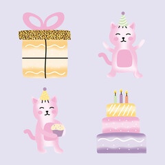 Wall Mural - four birthday icons