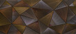 Abstract triangular mosaic tile wallpaper texture with geometric fluted triangles of metallic gold silver copper background banner