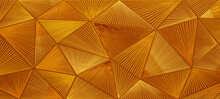 Abstract Triangular Gold Mosaic Tile Wallpaper Texture With Geometric Fluted Triangles Of Metallic Gold Background Banner