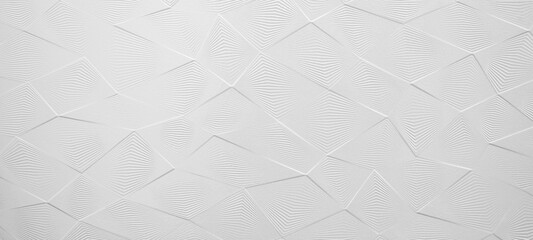 Leinwandbilder - White geometric rhombus diamond 3d tiles wall texture background banner panorama	