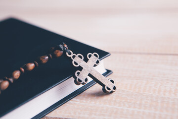 Wall Mural - wooden cross on the book