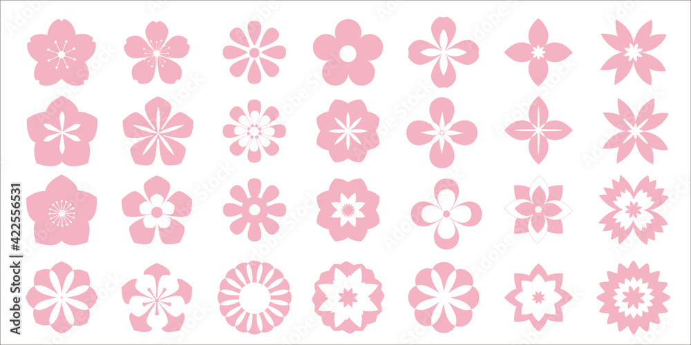 Set Of Flower Icon Flower Illustration For Design Vector Illustration 春の花 アイコン 花イラストセット フラワーアイコンセット Fototapeta Na Wymiar Bajecznefototapety Pl