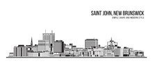 Cityscape Building Abstract Simple Shape And Modern Style Art Vector Design - Saint John, New Brunswick