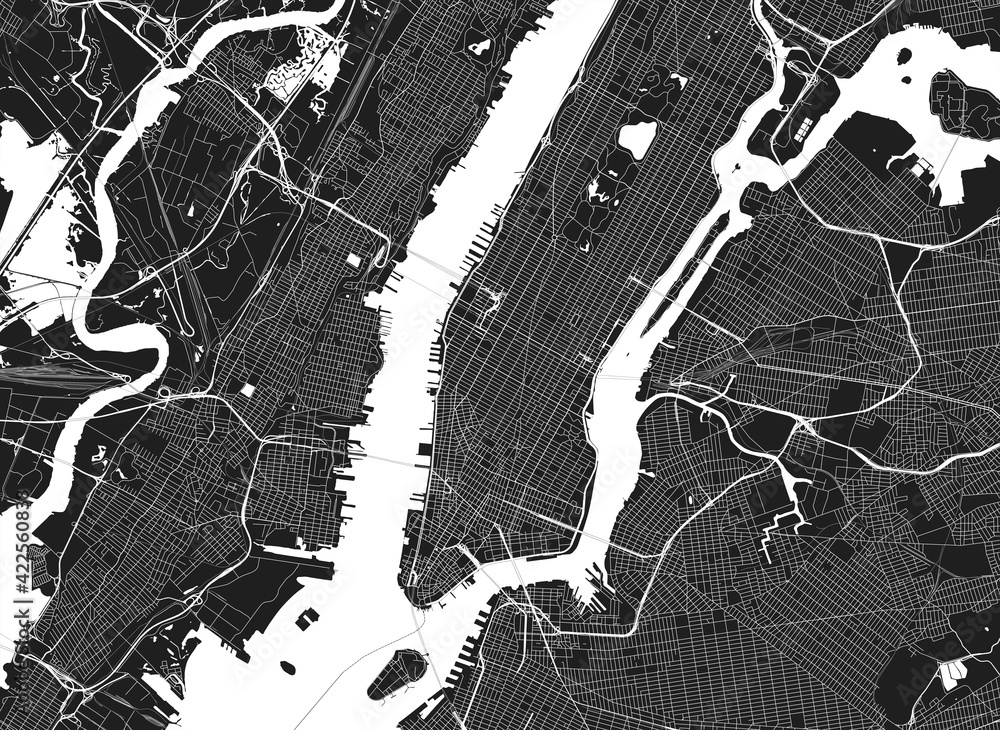 light new york city map road map of new york united states black and white light illustration of new york streets transport network of the big apple printable poster format album wall