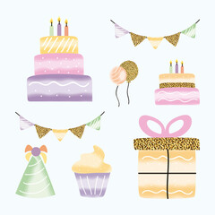 Wall Mural - eight birthday icons