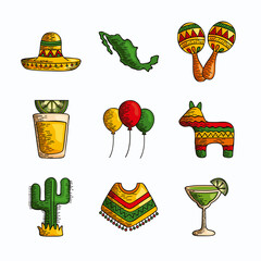 Canvas Print - nine mexican icons