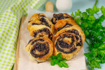 Wall Mural - Meat rolls with blood sausage boudin with parsley