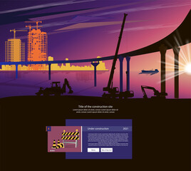 Wall Mural - Construction of a road bridge across the strait. Home page of the web site