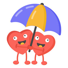 Poster - 
Icon of happy heart in flat style 

