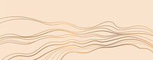 Golden Curve Line On Sandy Color Background.