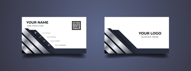 Wall Mural - black and white modern business card design. clean dark background banner template. vector ready to 