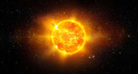 view of the earth, sun, star and galaxy. sunrise over planet earth, view from space. concept on the 