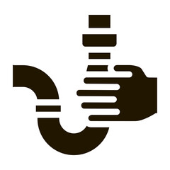 Poster - Hand Hold Pipe Icon Vector Glyph Illustration