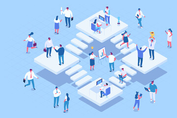 Wall Mural - Isometric office people vector set. Office life. Business people, Teamwork.