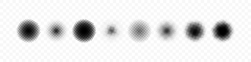 Poster - halftone collection. circle halftone different shape. halftone, isolated. vector illustration