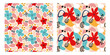 © Яна Фаркова - Abstract flower seamless pattern with geometric shapes, spots and tropic motifs. Repeat graphic print witn modern shapes and floral elements. Vector collage style illustration.