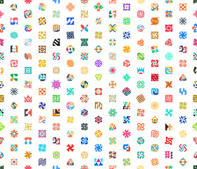 Poster - Seamless pattern with Abstract logos. Geometrical abstract logos. Icon design