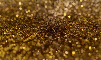 Poster - gold glitter abstract background with sparkle reflection. golden cubes, crystal jewelry shimmering l