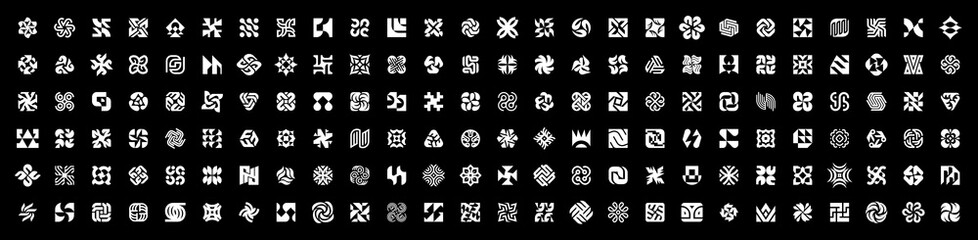Poster - Abstract logos collection. Geometrical abstract logos. Icon design