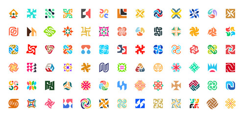 Poster - Abstract logos collection. Geometrical abstract logos. Icon design