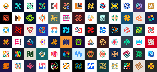 Poster - Abstract logos collection. Geometrical abstract logos. Icon design