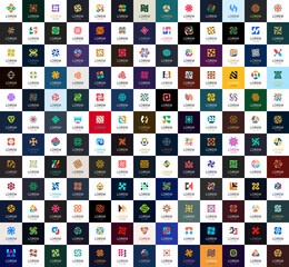 Poster - Abstract logos collection. Geometrical abstract logos. Icon design