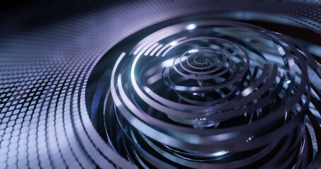 Poster - rings abstract background. circular design with millions of particles and lines. particle metal cube