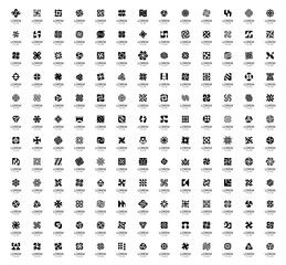 Poster - Abstract logos collection. Geometrical abstract logos. Icon design