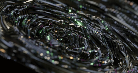 Poster - abstract dark metallic, crystal with reflective lights background. circle rotation
