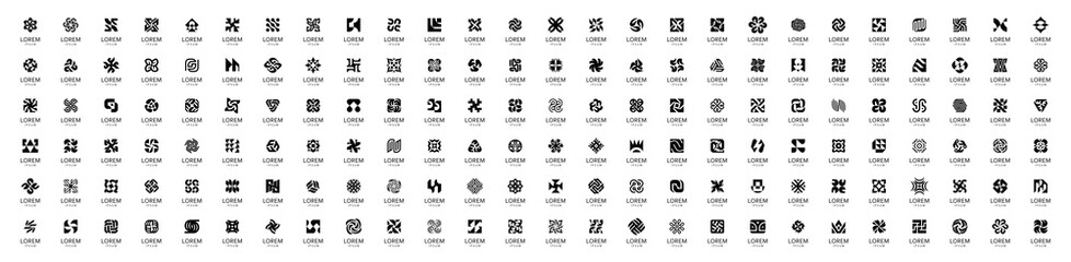 Poster - Abstract logos collection. Geometrical abstract logos. Icon design