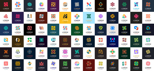 Poster - Abstract logos collection. Geometrical abstract logos. Icon design