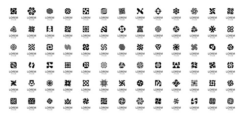 Poster - Abstract logos collection. Geometrical abstract logos. Icon design
