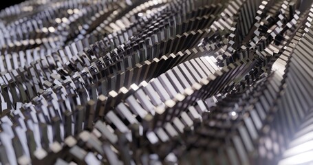 Poster - Abstract particles flowing in cyberspace, technology background. metal effect, corporate and technology background.