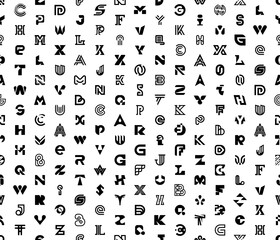 Poster - Seamless pattern with Abstract logos with letters. Geometrical abstract logos. Icon design