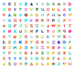 Poster - Abstract collection with letters. Geometrical abstract logos. Icon design