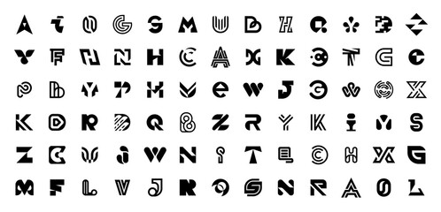  - abstract collection with letters. geometrical abstract logos. icon design
