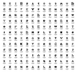 Poster - Abstract collection with letters. Geometrical abstract logos. Icon design
