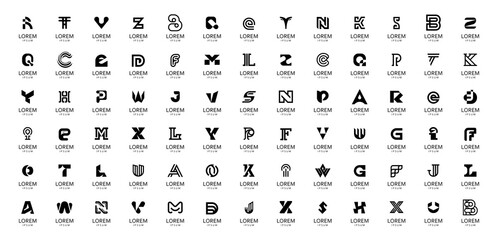 Poster - Abstract collection with letters. Geometrical abstract logos. Icon design