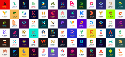 Poster - Abstract collection with letters. Geometrical abstract logos. Icon design