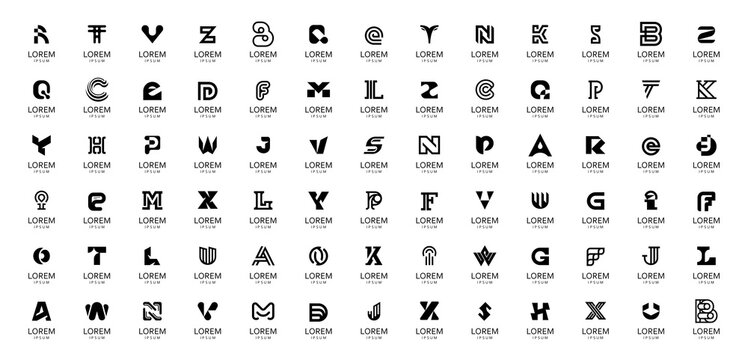 Abstract collection with letters. Geometrical abstract logos. Icon design