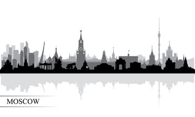 Wall Mural - Moscow city skyline silhouette background