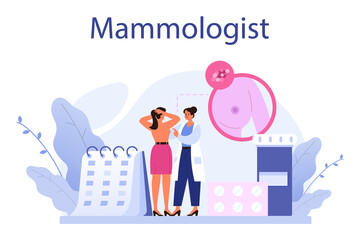 Mammologist concept. Consultation with doctor about breast disease