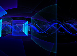 Poster - Technological textured background. 3D Fractal graphics. Science and technology concept.