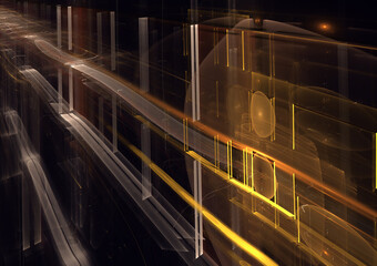 Poster - Technological textured background. 3D Fractal graphics. Science and technology concept.