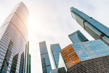 Wall Mural - Modern business buildings. The exterior of the building is made of metal and glass. Moscow.