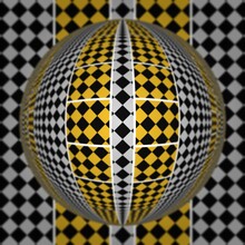 Grey And Black Chequered Pattern With Contrasting Double Yellow And Black Zone With White Ladder And Spherical Design