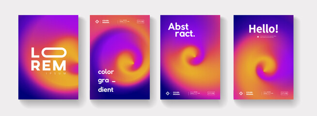 Poster - Set of Abstract Gradient Swirl Posters. Modern Colorful Fluid Backgrounds Collection. Minimal Backdrop for Placard, Card, Banner, Cover.